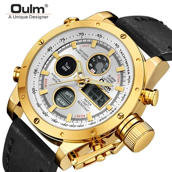 

Oulm Men Watch Top Luxury Brand Fashion Sports Wristwatch LED Analog Digital Quartz Male Clock Waterproof Relogio Masculino