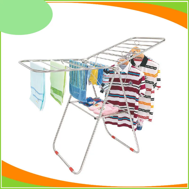 Stainless Steel Folding Drying Rack Balcony Landing Multifunctional Outdoor Wing Folding Drying Rack