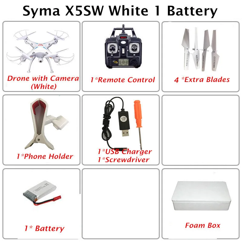 SYMA X5SW дистанционным управлением и съемкой от первого лица Квадрокоптер с камерой Wi-Fi 2,4G 6-осевой пульт дистанционного управления Дрон profissional Дрон игрушки Рождественский подарок - Цвет: White