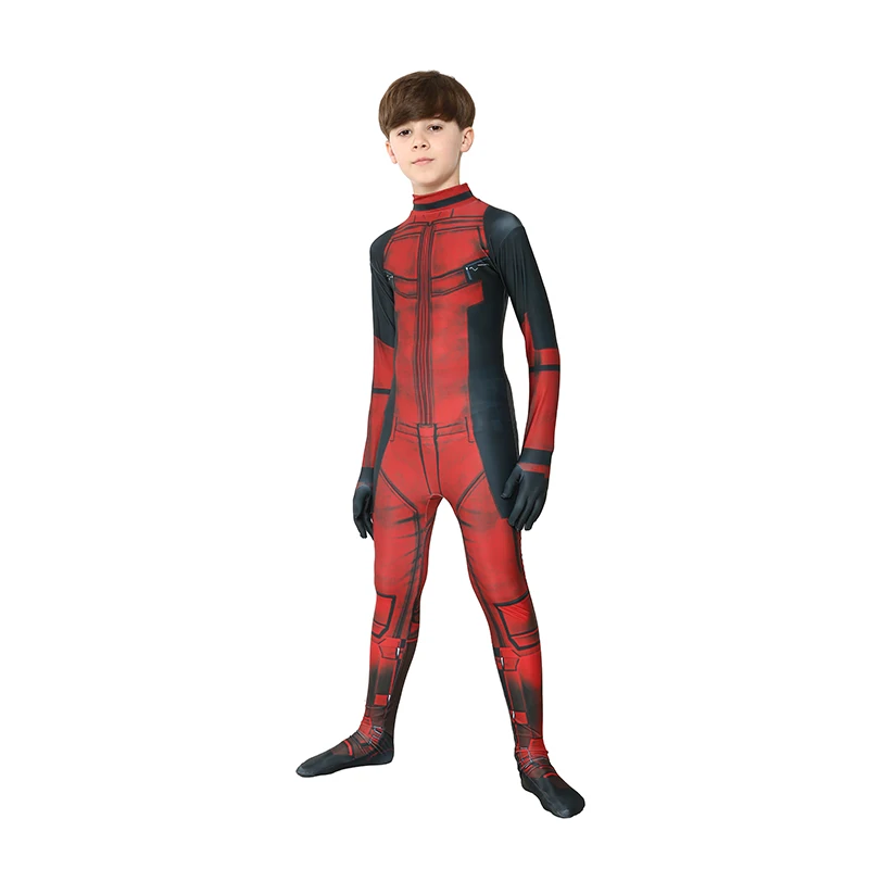 Jumpsuit with mask Детский Супероблегающий костюм Дэдпула из спандекса для мальчиков, костюм зентай, детский карнавальный костюм на Хэллоуин - Color: Jumpsuit with mask