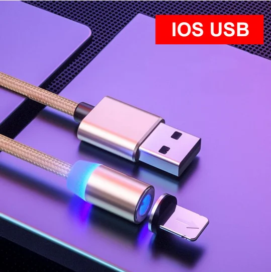 Магнитный кабель Олаф 1 м, Micro usb кабель для samsung S9 S10, usb type-C кабель для iPhone X 8 7 11 Pro, USB C, Магнитный зарядный кабель - Цвет: for iphone gold