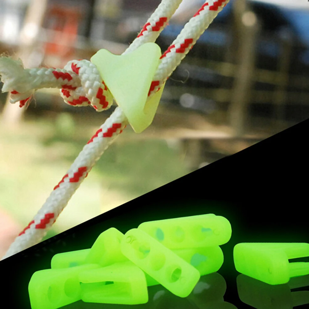 10 PCS Outdoor Luminous Rope Buckle Tent Triangle Buckle Safety Alert Buckle