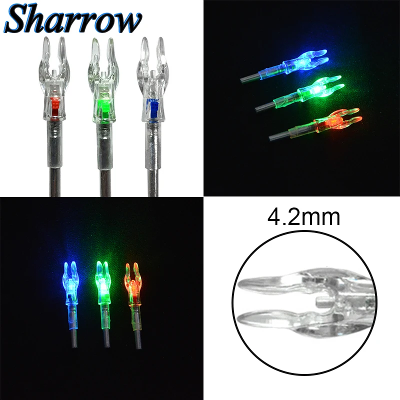 

6pcs High Quality Hunting Shooting Automatically Luminous Lighted LED Glowing Arrow Nock Tail Fit 4.2mm Arrow Shaft Compound bow