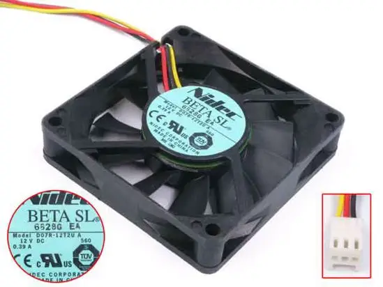 

Охлаждающий вентилятор для сервера Nidec D07R-12T12U A DC 12V 0.39A 70x70x15 мм
