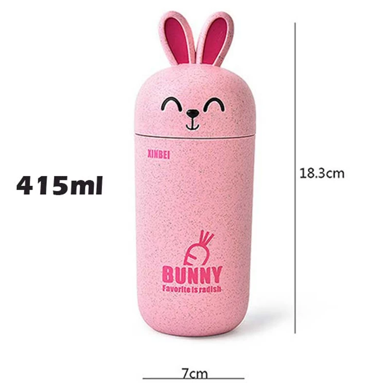 My Water Bottle Children Cartoon Rabbit Drinkware Tea Coffee Milk Sweet Animal Print Kid Birthday Cute Gifts Beige