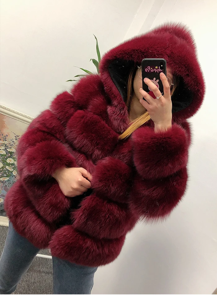 Пальто с лисой для женщин зимняя верхняя Мода Розовый натуральный мех пальто элегантная Толстая Теплая Верхняя одежда куртка из натурального меха Chaquetas Mujer