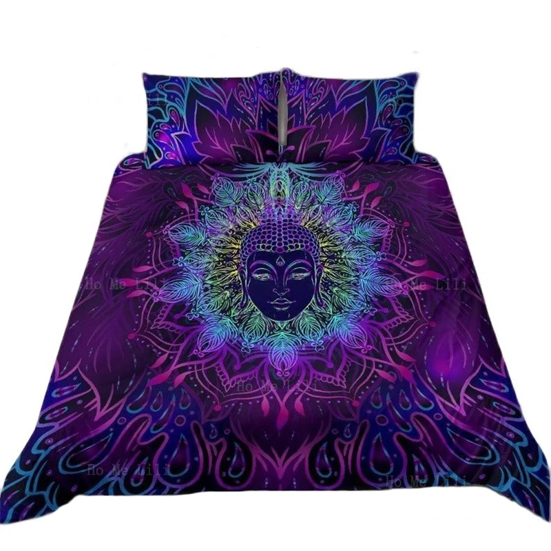 Set Copripiumino Neon Mandala Buddha Doona Set Biancheria Da Letto Stampata