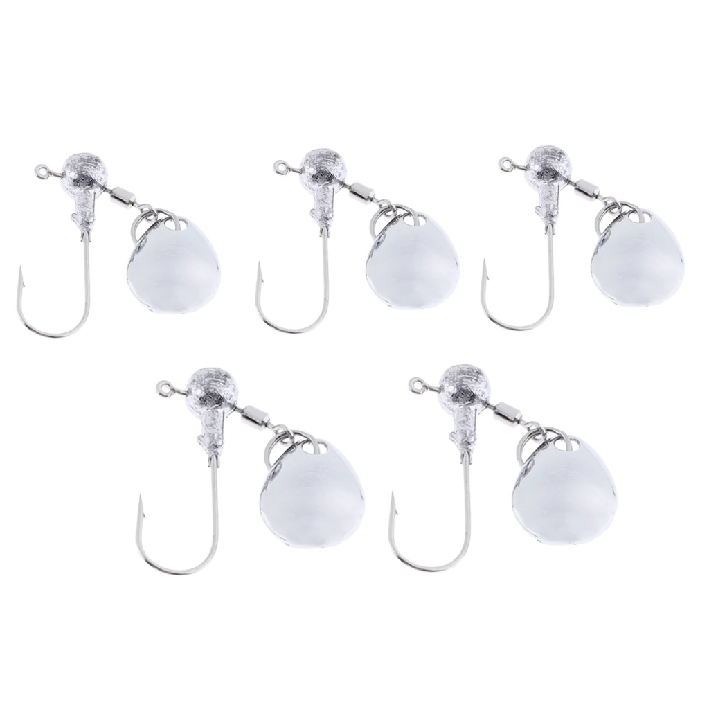 5PCS Jig Head Soft Lure Worms Fishing Bait Barbed Hooks DIY for Saltwater Freshwater Fishing Tackles Pesca