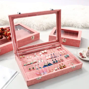 

Luxury fashion women Black color jewelry box top quality jewelry Portable Storage Organizer for Travel girl gift 200806-08