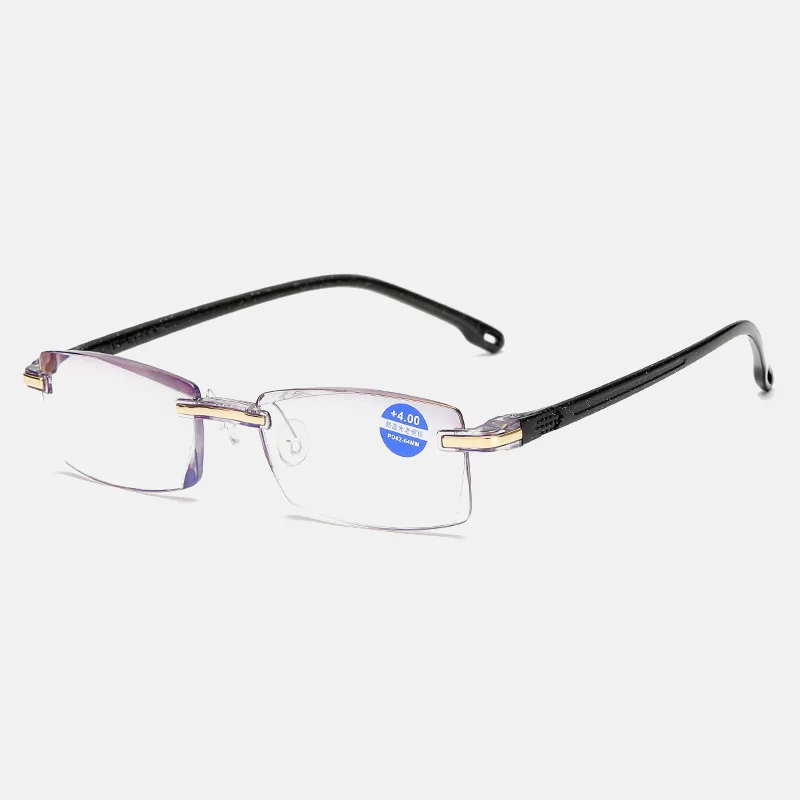 New Frameless Presbyopic Glasses Fashion High-end Men and Women Elderly Diamond Reading Sun Anti-blue Light Flat Mirror | Аксессуары для