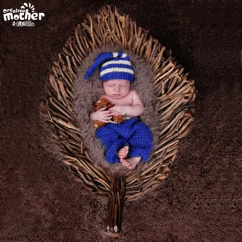

Baby Photo Props Newborn Baby Girls Boys Photo Photography Prop Crochet Knit Costume Pants with Hat Crochet Knit Costume