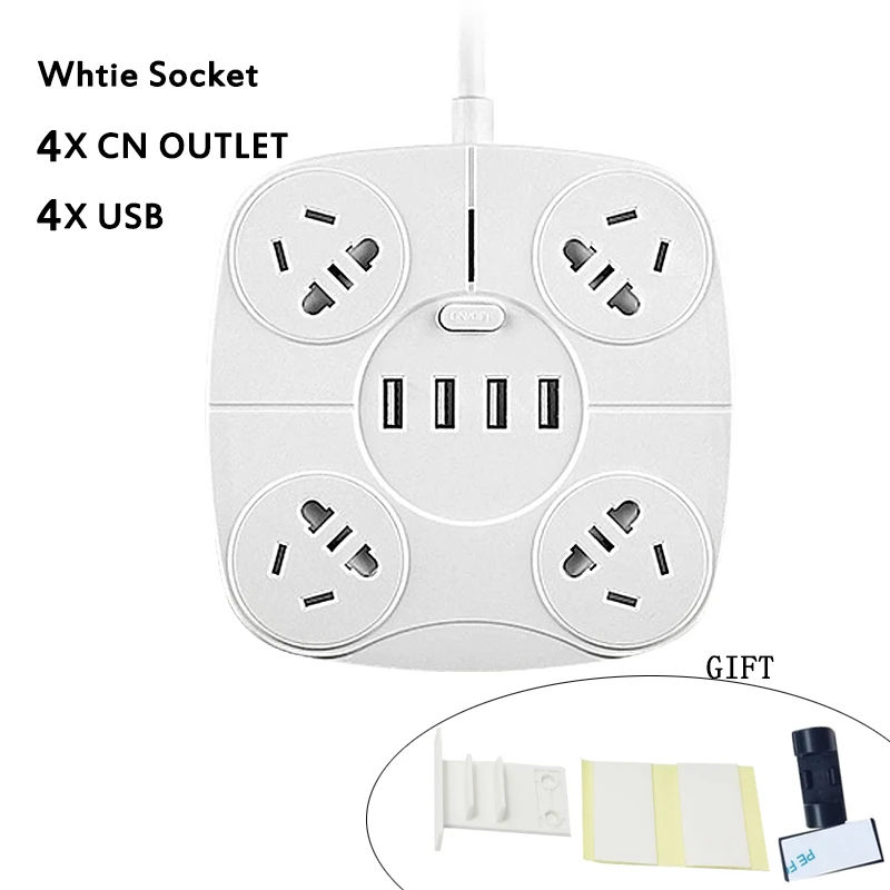 4 AC 4USB Новая умная силовая лента 4USB, быстрая зарядка, электропроводка, штепсельная вилка AU EU, розетки, анти-гром, китайская стандартная настенная розетка, 10А, 220 В, 2500 Вт - Цвет: 4 AC 4USB