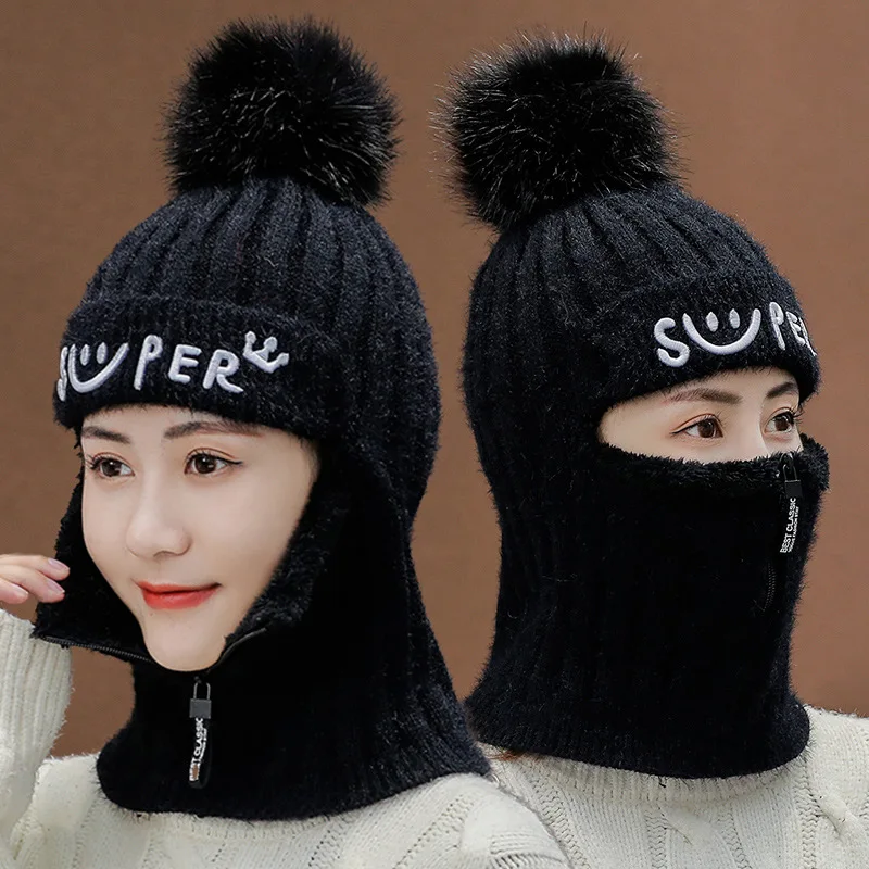 

Women's Autumn And Winter Warm Hat Toque Riding Windproof Warm Hat Beanie from Women's Knitted Yarn Earmuff Scarf One-piece
