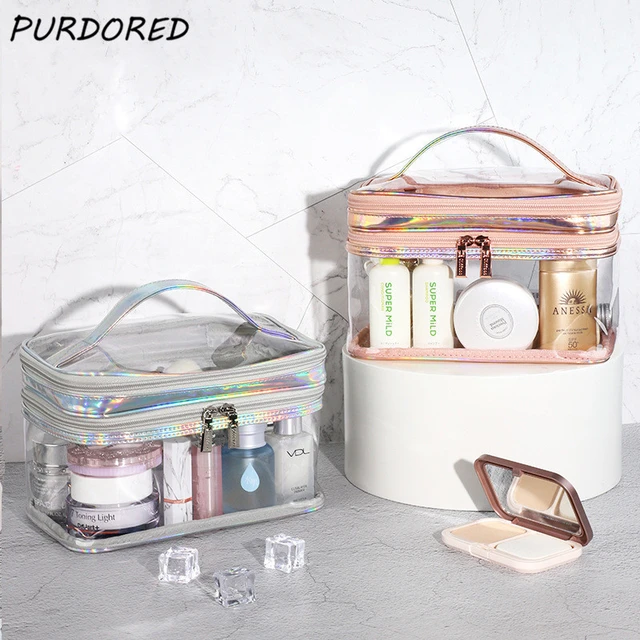 Clear Makeup Bag Toiletry Organizer Waterproof Large Makeup Bag Transparent  Makeup Case Double Layer Cosmetic Bag Multi Function Travel Makeup Bag for