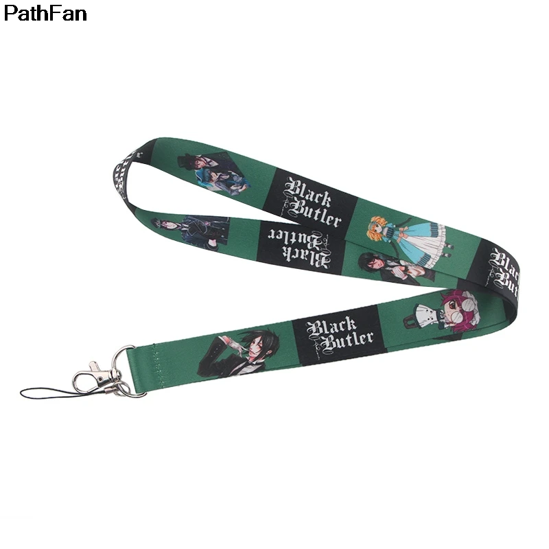 Patchfan Черный Дворецкий аниме персонажи ключ шнурок для ключей ID телефон USB бейдж держатели телефон шеи ремни тесьма A2399