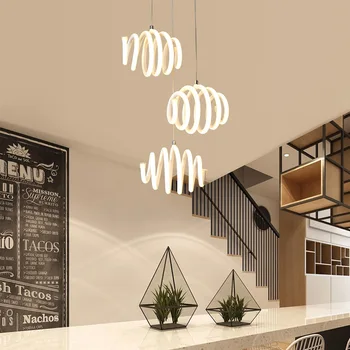 

Apextech Elegant LED Pendant Light Minimalist Helical Hanging Lamp Droplights Dining Room Coffee Bar Restaurant Light