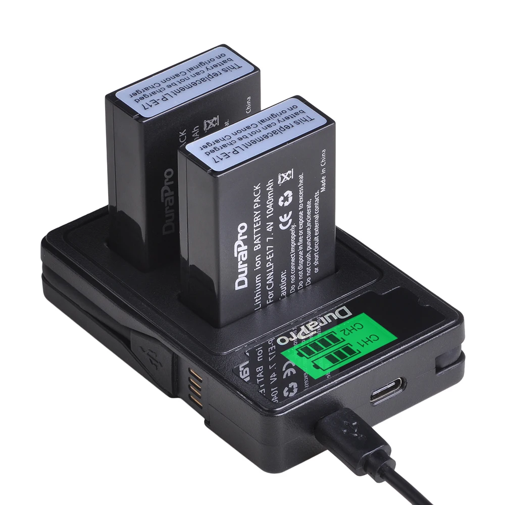 DuraPro 4 x 1040mAh LP-E17 LP E17 Camera Battery+ LCD USB Dual Charger for canon EOS Rebel T6i 750D T6s 760D M3 8000D Kiss X8i
