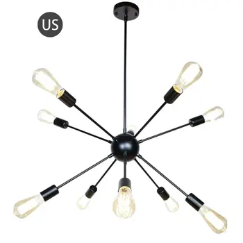 

Modern Fully Wired Loft Long Simple Chandeliers Satellite Light Mid-century Retro Farmhouse Brushed Nickel Ceiling Light