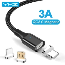 YKZ manyetik kablo için iPhone Samsung 3A hızlı şarj manyetik telefon USB kablosu mikro USB C tipi kablo mıknatıs şarj veri kablosu