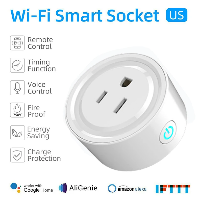 

Smart Plug Mini US Wifi Plug with Surge Protector Voice Control Smart Socket Work with Alexa Google Home Tuya / Yiweilian APP