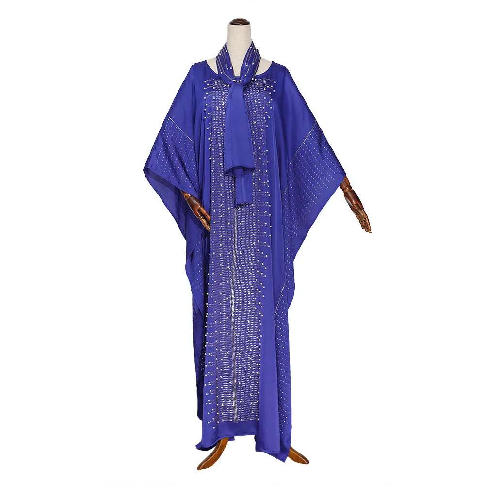 Южноафриканское платье для женщин dashiki vetement femme халат Африканский Базен Анкара Дамское Платье африканская одежда головные уборы обертывания - Цвет: Blue