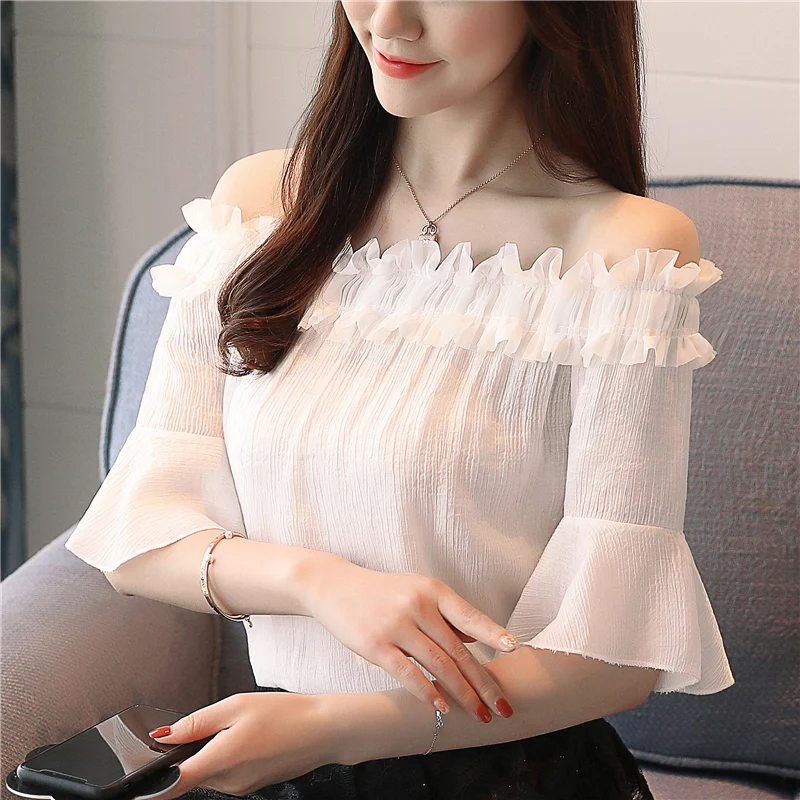 Nova verAo сексуальные blusas mulheres sOlidos Топы barra pescoCo с коротким рукавом blusas mulheres Топы roupas шифон Манга
