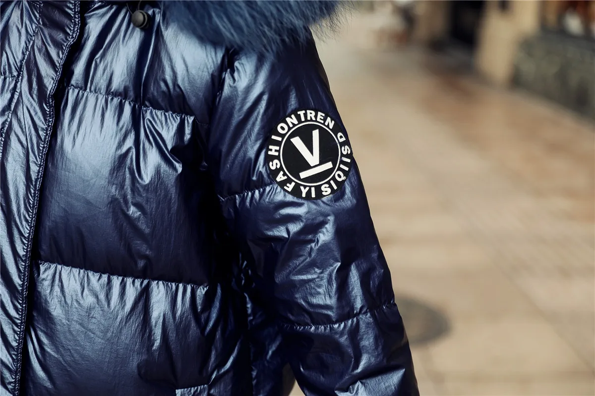 New Style Korean-style Loose-Fit down Jacket Women's Mid-length Thick over-the-Knee Stand Collar V Standard Winter Long Coa