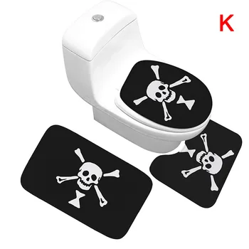 

3Pcs/set Bathroom Mat Set Flannel Anti-Slip Kitchen Bath Mat Carpet Toliet Rug Tapete Banheiro for Halloween Home RT99