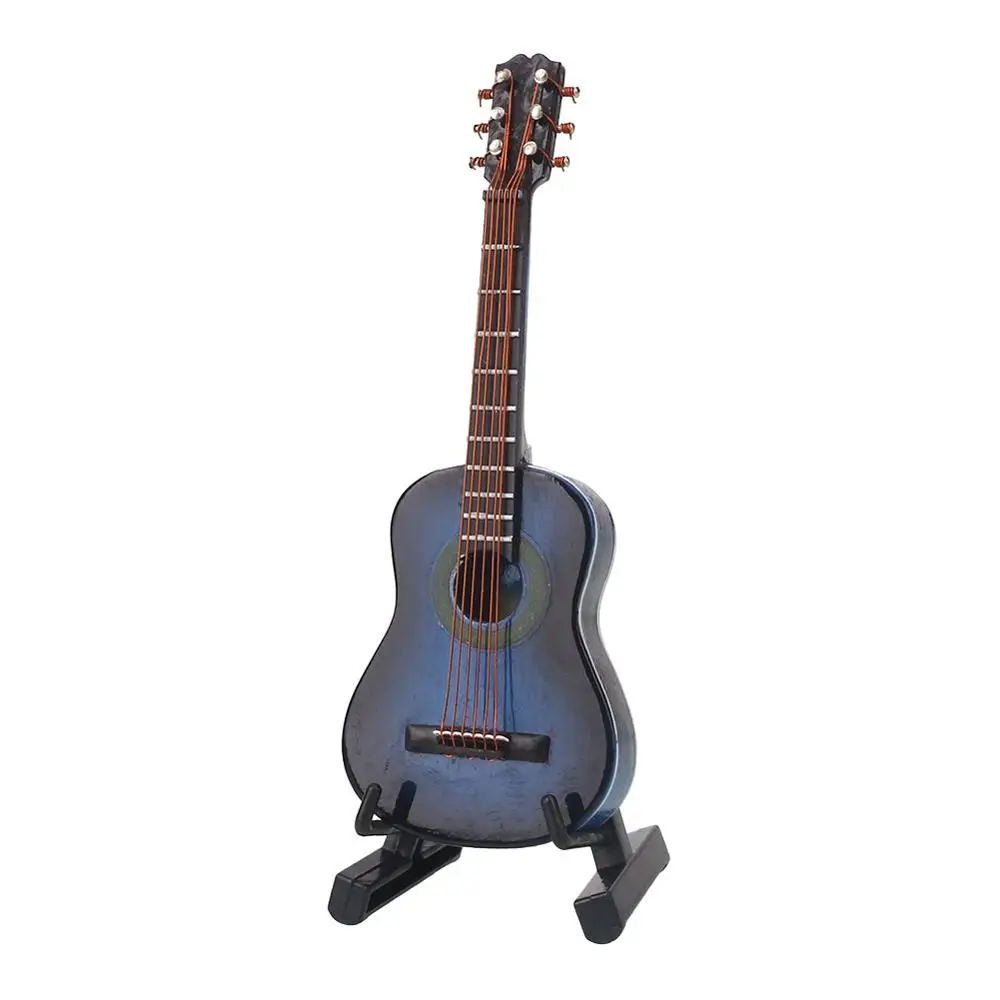 guitar-blue Новая мини-Скрипка для гитары обновленная версия с поддержкой миниатюрных деревянных музыкальных инструментов коллекция декоративных украшений модель - Цвет: guitar-blue