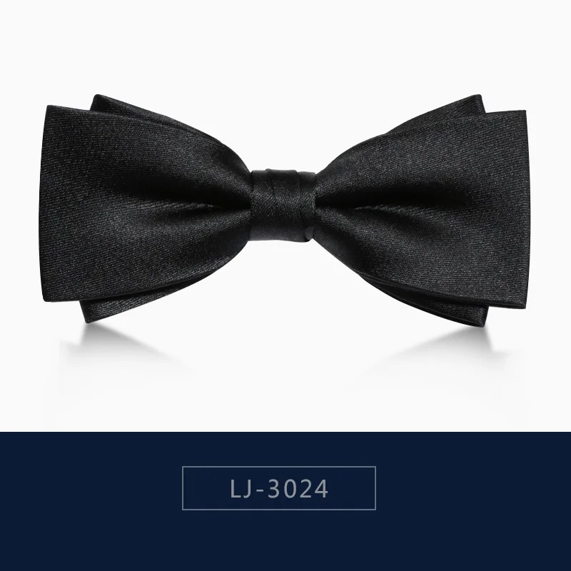 LJ-3024 Новинка, брендовые Модные мужские галстуки-бабочки, свадебные, двойные, тканевые, черные, шелковые, банкетные, вечерние галстуки-бабочки с подарочной коробкой - Цвет: LJ-3024