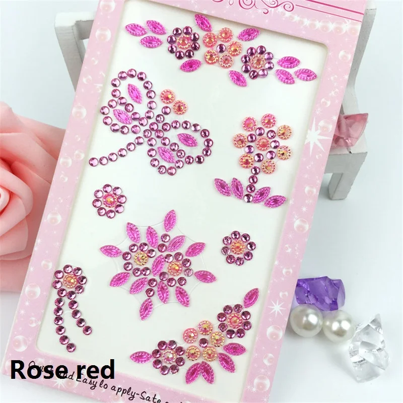 CA472-Rose red 1 лист акриловые стрекозы искусственные бриллианты с повторяющимся цветом DIY Ручная работа телефон украшение автомобиля Скрапбукинг Ремесло стикер кристалл аксессуары - Цвет: CA472-Rose red