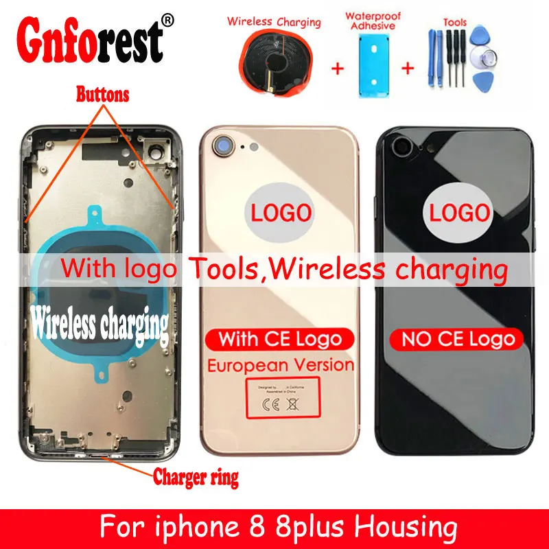 

for iphone 8 8g 8 plus back middle frame Chassis full housing Assembly battery cover body CE logo Wireless charging