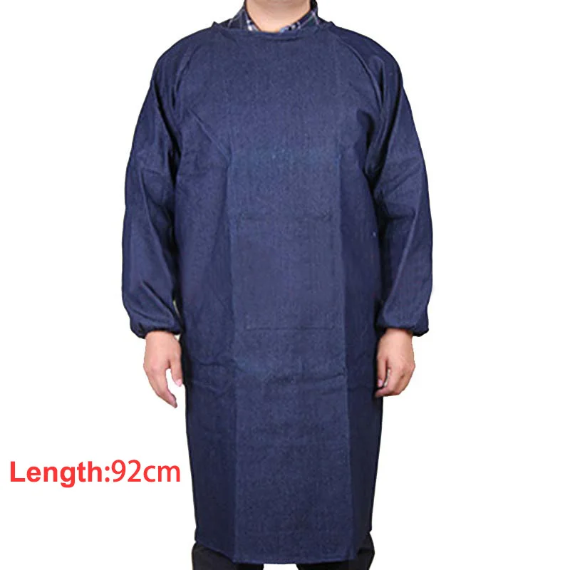 92cm long sleeve Джинсовый фартук рабочие фартуки, защитная одежда, износостойкая фабрика промышленного труда, анти-кухонный фартук - Цвет: 92cm long sleeve