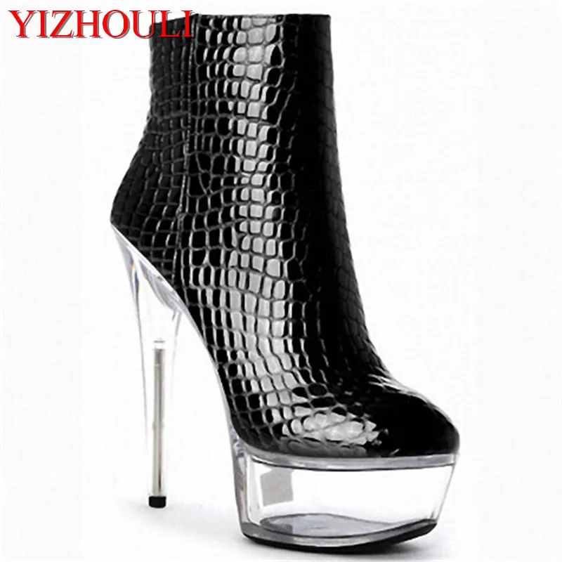 15 cm of female motorcycle boots, classic short fashion boots, platform shoes 6 inch heels star zipper boots