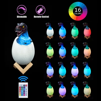 

Dinosaur Toys Night Light Egg Lamp Lights 16 Colors Dinosaur Bedside Lamps Children Kids Birthday Xmas Remote Control Home Decor