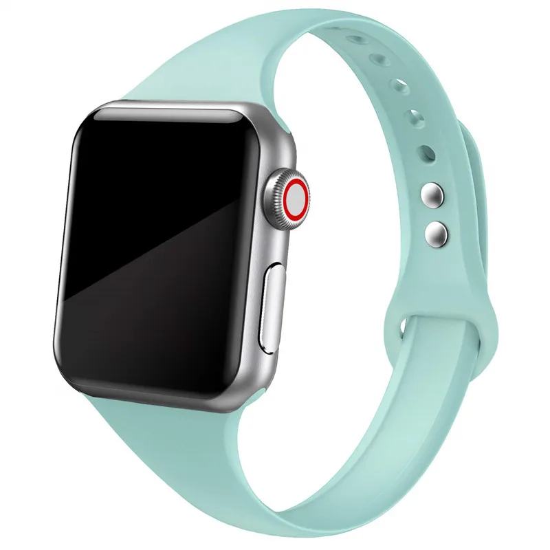 Silm strap for Apple watch 5 band 44mm 40mm iWatch band 38mm 42mm Sport silicone bracelet Watchband for Apple watch 5/4/3/2/1 - Цвет ремешка: amber green 9