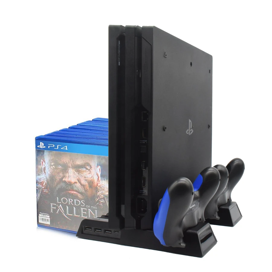 PS4 PRO Тонкий Стенд с охлаждающим вентилятором 2 контроллер зарядное устройство зарядная док-станция игры держатель диска игровая станция 4 PS 4 аксессуары