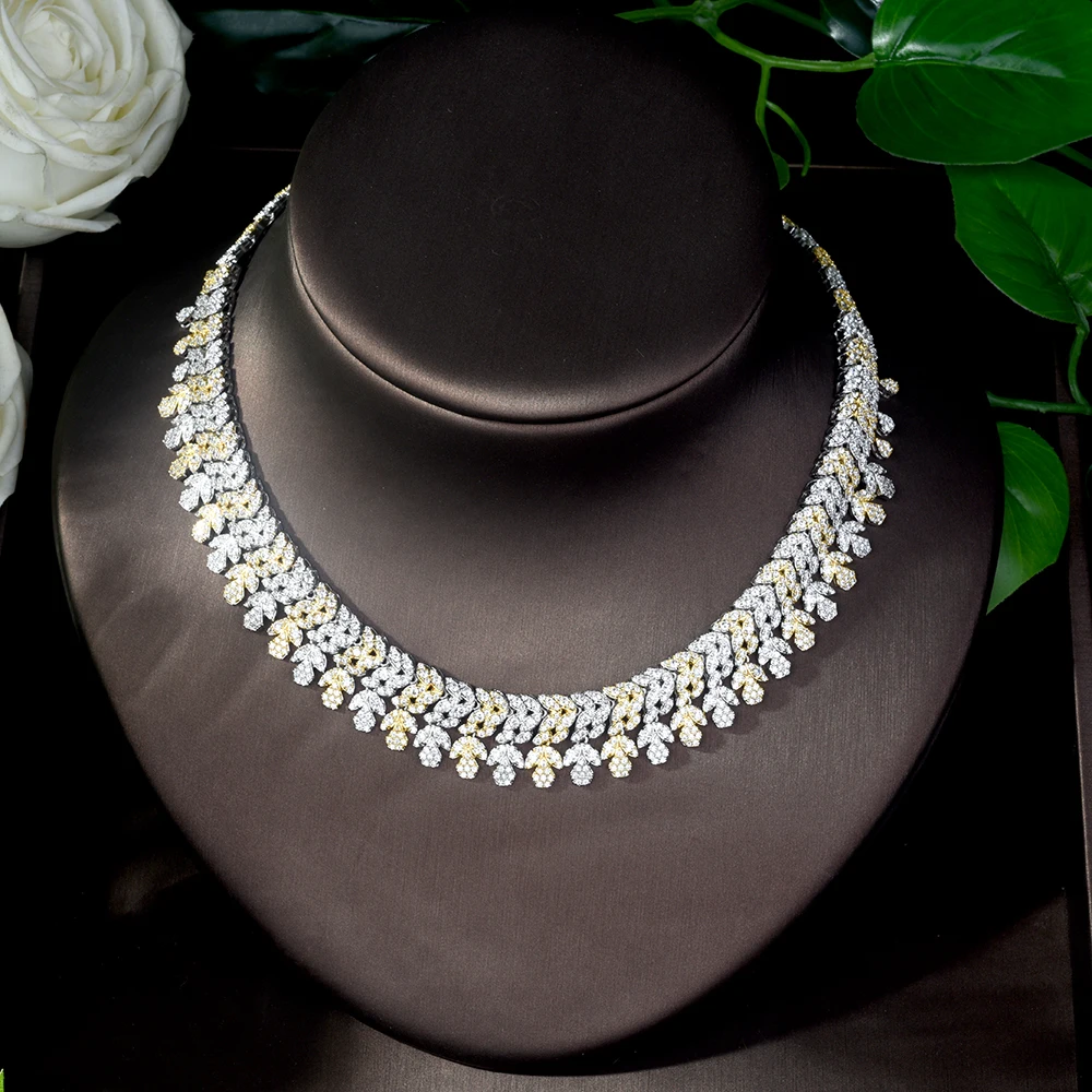 Hibride роскошь Для женщин Jewels элегантное Форма Свадебные CZ Цепочки и ожерелья серьги, браслет, кольцо 4 шт. большой Наборы свадебных ювелирных изделий для брод N-871