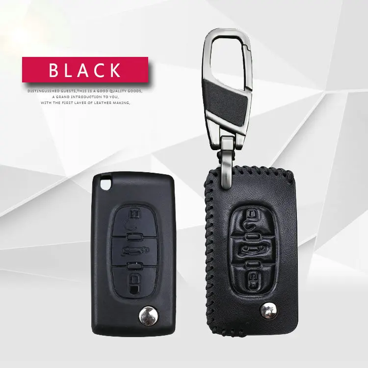Black 3 For Citroen Автомобильный чехол Брелок «Обложка» для Citroen кактус C4 Grand Xsara Picasso C5 Elysee C3 X7 C6 quarttre Berlingo кожаные аксессуары для ключей - Название цвета: Black 3 For Citroen