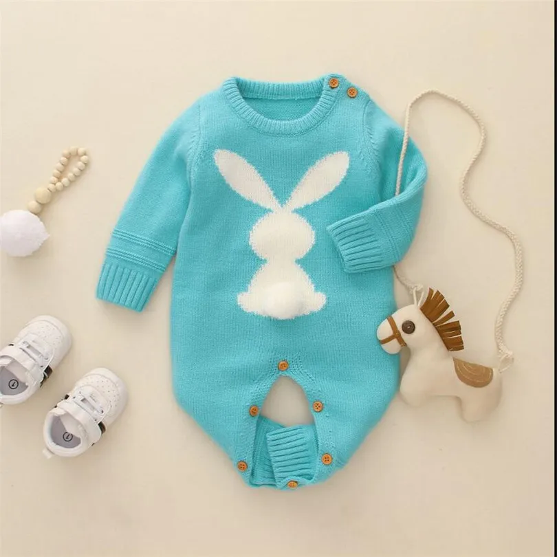 Knitted Baby Romper Girl Autumn Winter Newborn Baby Clothes Rabbit Animal Cotton Baby Boy Romper Infant Baby Jumpsuit For Boy