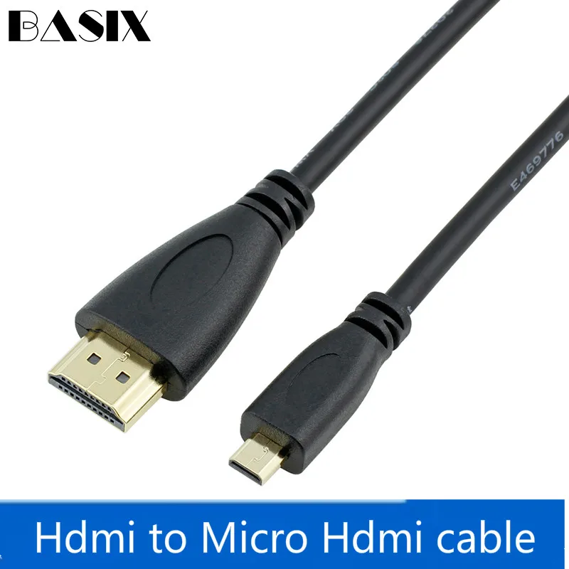 Basix hdmi к micro hdmi D Тип кабеля 3D 1080P штекер к hdmi кабель позолоченный кабель для мобильного телефона, камеры pro