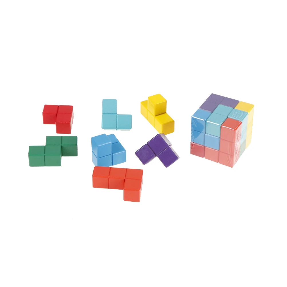 Wooden Cube Радужное складывающееся кольцо, башня, блоки, теплая цветная деревянная игрушка для малышей, Детские обучающие игрушки Монтессори, детские игрушки - Цвет: Wooden Cube