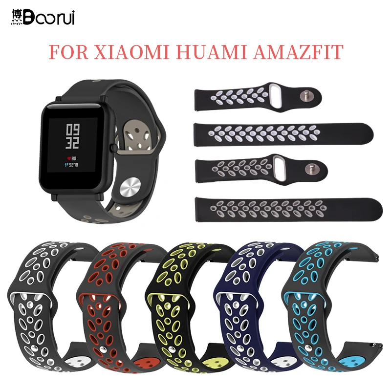 BOORUI Amazfit Bip ремешок для часов 20 мм для Xiaomi Huami Amazfit Bip силиконовый мягкий браслет correa Amazfit Bip Замена