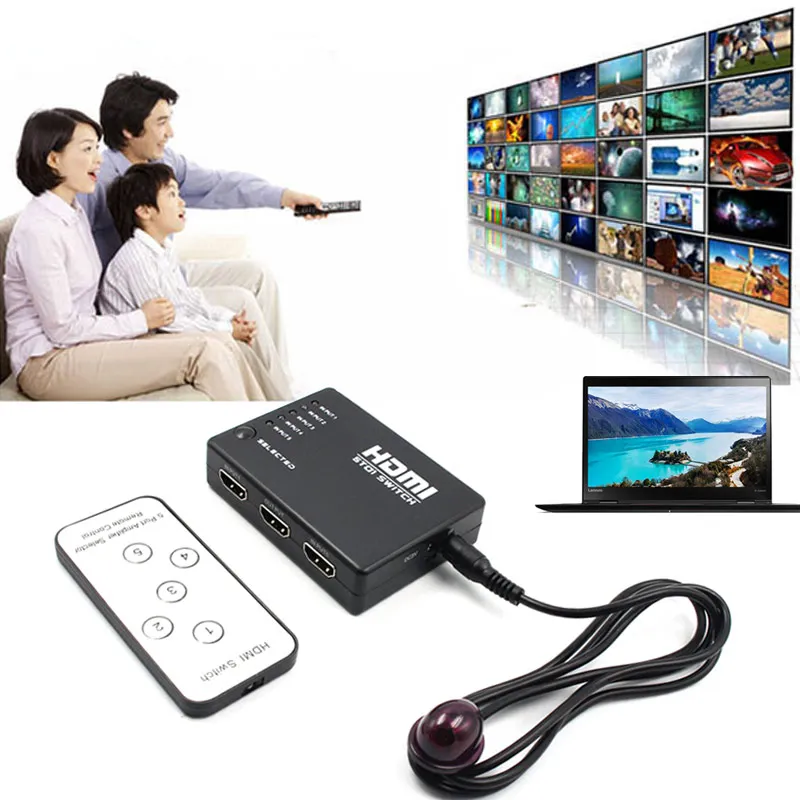 5 портов HDMI Разветвитель переключатель с дистанционным управлением концентратор
