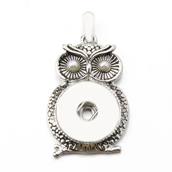

New Rhinestone Owl Pendant Metal Snaps Button Necklace Fit DIY 18mm 20mm Snap Buttons Jewelry For Women