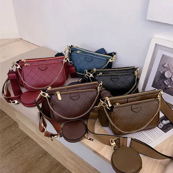 Wild Messenger Shoulder Bags Female Fashion Letter Flap Plaid Chains Zipper Women's Handbags Casual Crossbody Bags Ladies Totes 5