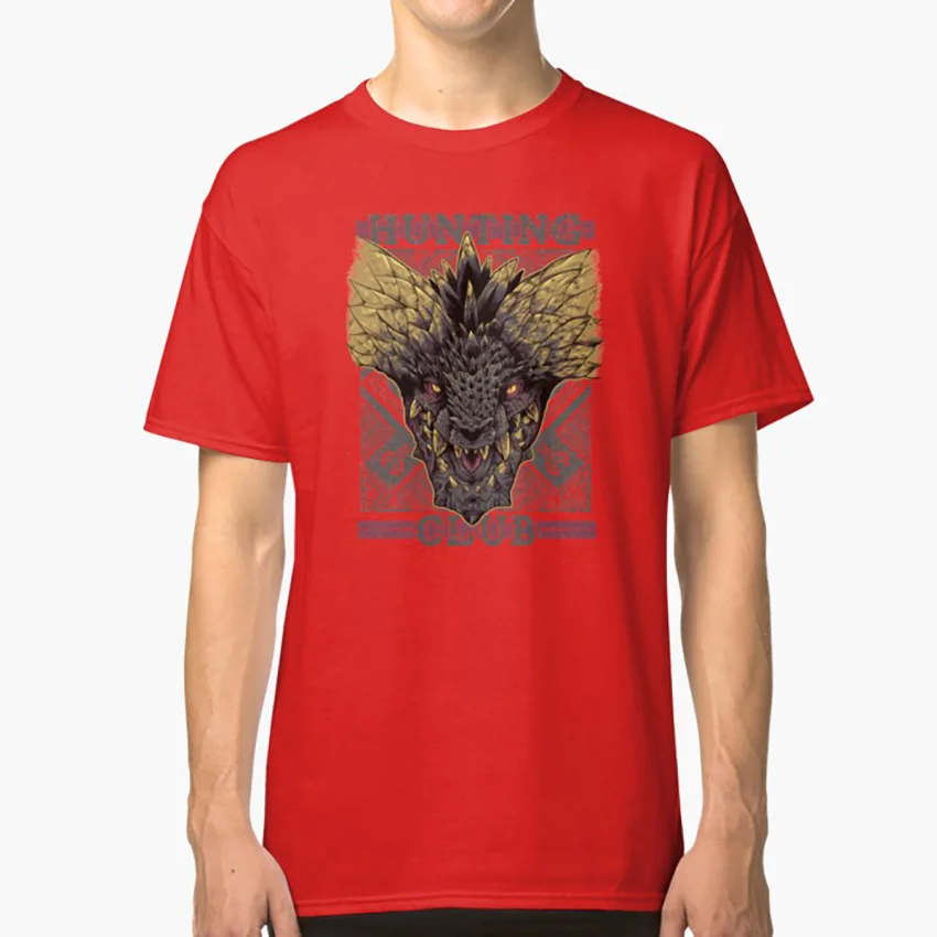 Красный Охотничий клуб: Nergigante футболка Монстр Охотник игровой nergigante охотничий клуб Монстр Охотник мир дракон - Цвет: Красный