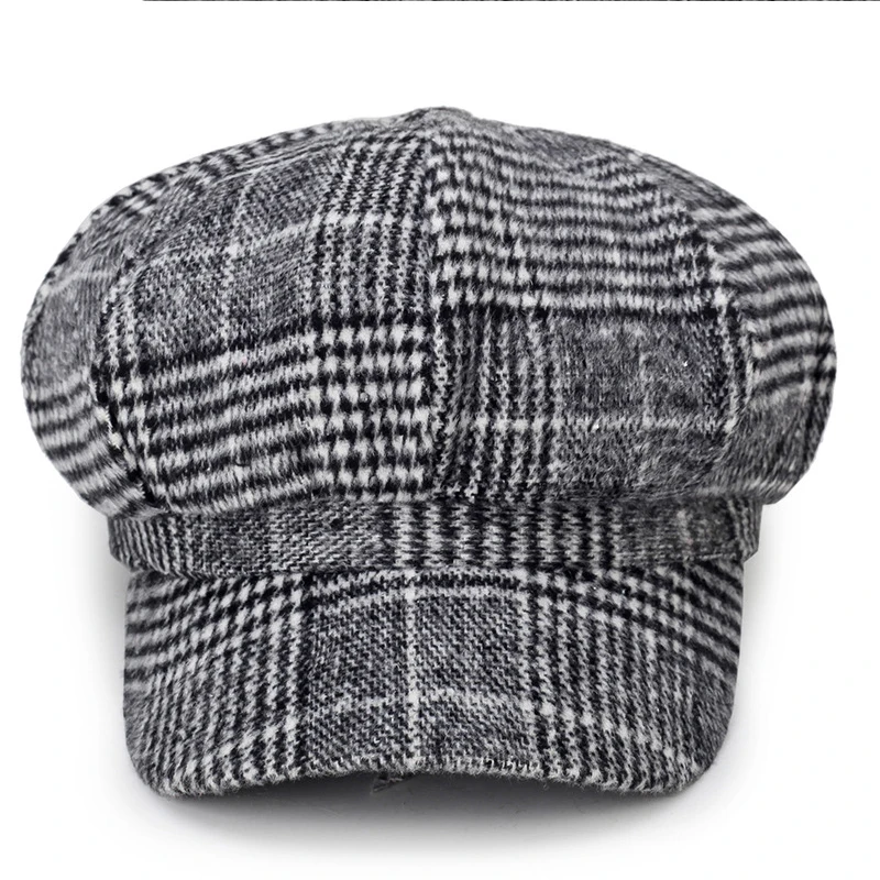 new plaid style beret hats men's and women's fashion newsboy hat outdoor windproof warm cap wild caps