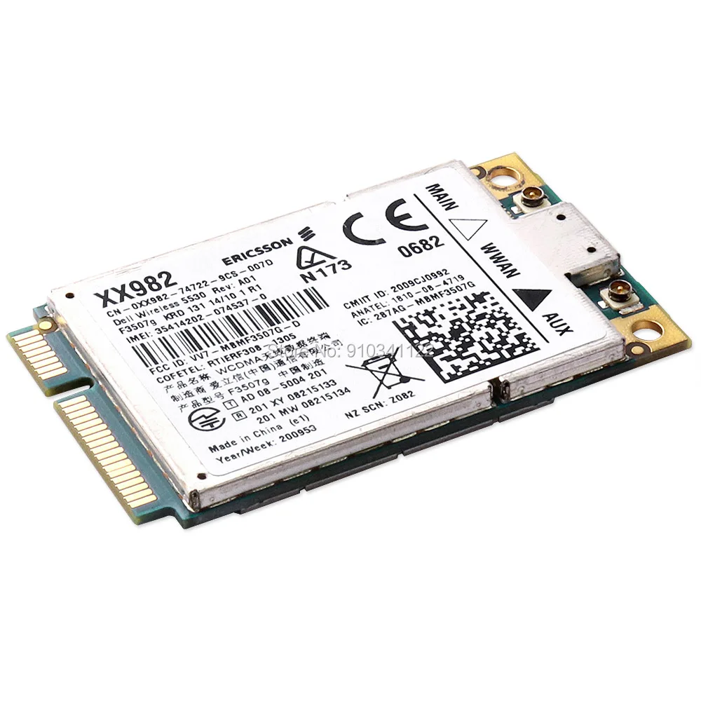

Разблокированный DW5530 беспроводной мобильный Broadand Modul F3507G мини PCL-E HSDPA WCDMA GSM + GPS 3G WWAN карта для Dell 12 10 E4200 M2400