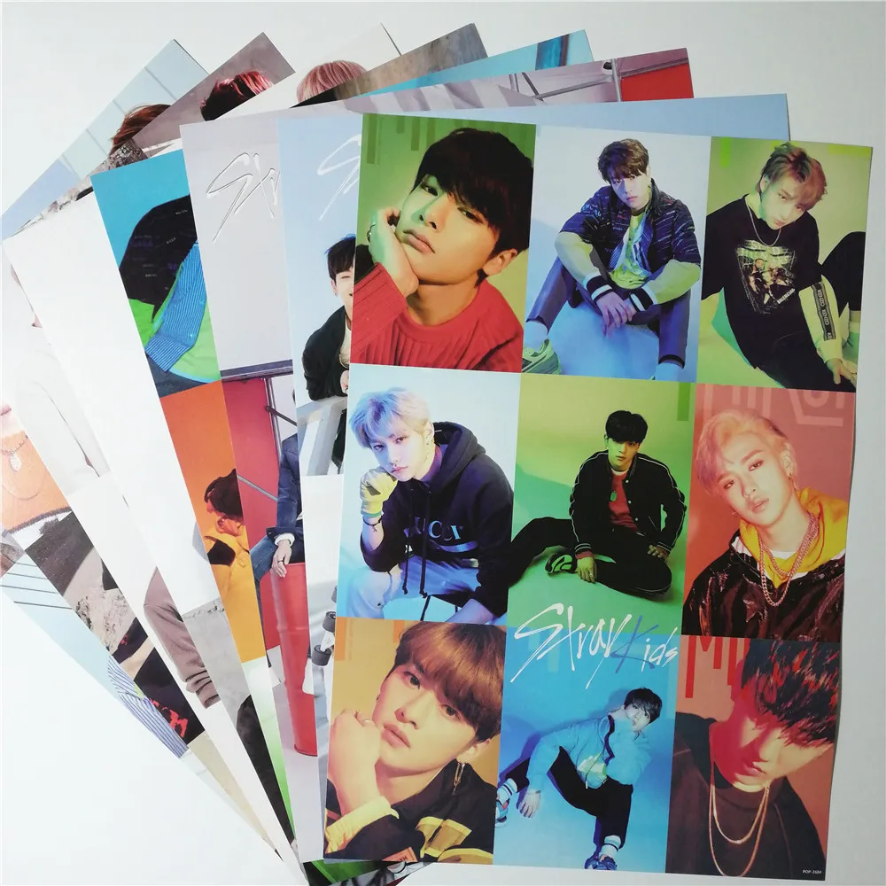 8*(42x29 см) Новые бродячие дети kpop вокруг плакаты наклейки на стену подарок